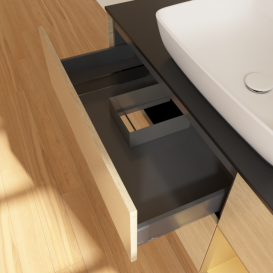 Тумба под раковину Villeroy & Boch Finion 120х50,1 см с подсветкой МДФ шпон дуба/стекло черное матовое G832HFPC