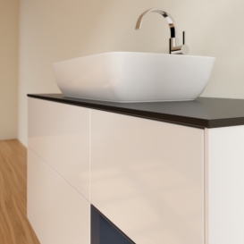 Тумба под раковину Villeroy & Boch Finion 120х50,1 см с подсветкой МДФ глянцевый белый лак/стекло черное матовое G832HGGF