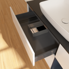 Тумба под раковину Villeroy & Boch Finion 120х50,1 см с подсветкой МДФ глянцевый белый лак/стекло черное матовое G832HGGF