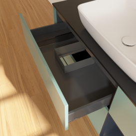 Тумба под раковину Villeroy & Boch Finion 120х50,1 см с подсветкой МДФ оливковый матовый лак/стекло черное матовое G832HGGM