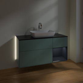 Тумба под раковину Villeroy & Boch Finion 120х50,1 см с подсветкой МДФ оливковый матовый лак/стекло черное матовое G832HGGM