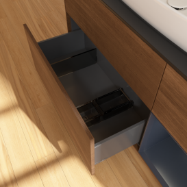 Тумба под раковину Villeroy & Boch Finion 120х50,1 см с подсветкой МДФ шпон грецкого ореха/стекло черное матовое G832HGGN