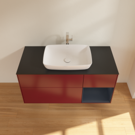 Тумба под раковину Villeroy & Boch Finion 120х50,1 см с подсветкой МДФ пион матовый лак/стекло черное матовое G832HGHB