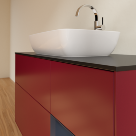 Тумба под раковину Villeroy & Boch Finion 120х50,1 см с подсветкой МДФ пион матовый лак/стекло черное матовое G832HGHB