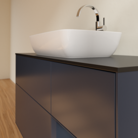 Тумба под раковину Villeroy & Boch Finion 120х50,1 см с подсветкой МДФ темно-синий матовый лак/стекло черное матовое G832HGHG