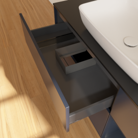 Тумба под раковину Villeroy & Boch Finion 120х50,1 см с подсветкой МДФ темно-синий матовый лак/стекло черное матовое G832HGHG