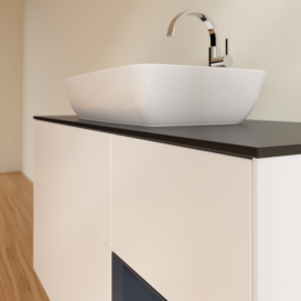 Тумба под раковину Villeroy & Boch Finion 120х50,1 см с подсветкой МДФ белый матовый лак/стекло черное матовое G832HGMT