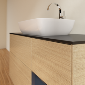 Тумба под раковину Villeroy & Boch Finion 120х50,1 см с подсветкой МДФ шпон дуба/стекло черное матовое G832HGPC