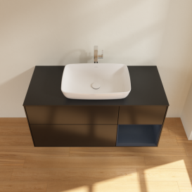 Тумба под раковину Villeroy & Boch Finion 120х50,1 см с подсветкой МДФ черный матовый лак/стекло черное матовое G832HGPD