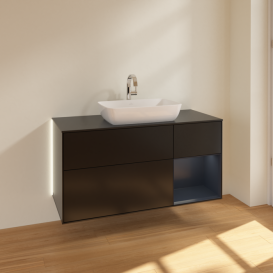 Тумба под раковину Villeroy & Boch Finion 120х50,1 см с подсветкой МДФ черный матовый лак/стекло черное матовое G832HGPD