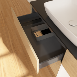 Тумба под раковину Villeroy & Boch Finion 120х50,1 см с подсветкой МДФ шпон дуба/стекло черное матовое G832MTPC