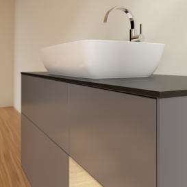 Тумба под раковину Villeroy & Boch Finion 120х50,1 см с подсветкой МДФ антрацит матовый лак/стекло черное матовое G832PCGK