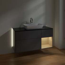 Тумба под раковину Villeroy & Boch Finion 120х50,1 см с подсветкой МДФ антрацит матовый лак/стекло черное матовое G832PCGK