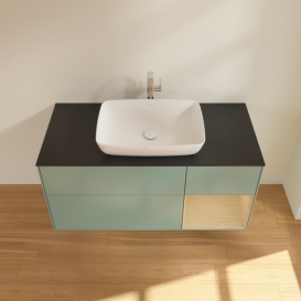 Тумба под раковину Villeroy & Boch Finion 120х50,1 см с подсветкой МДФ оливковый матовый лак/стекло черное матовое G832PCGM