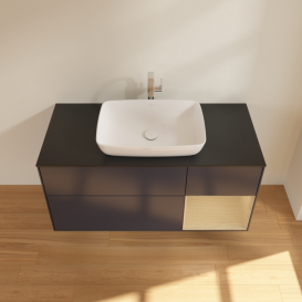 Тумба под раковину Villeroy & Boch Finion 120х50,1 см с подсветкой МДФ темно-синий матовый лак/стекло черное матовое G832PCHG