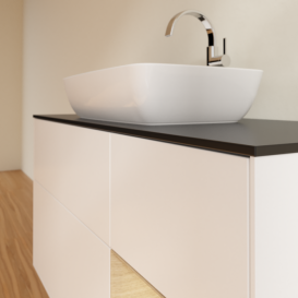 Тумба под раковину Villeroy & Boch Finion 120х50,1 см с подсветкой МДФ белый матовый лак/стекло черное матовое G832PCMT