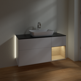 Тумба под раковину Villeroy & Boch Finion 120х50,1 см с подсветкой МДФ белый матовый лак/стекло черное матовое G832PCMT