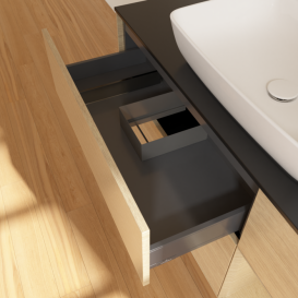 Тумба под раковину Villeroy & Boch Finion 120х50,1 см с подсветкой МДФ шпон дуба/стекло черное матовое G832PCPC