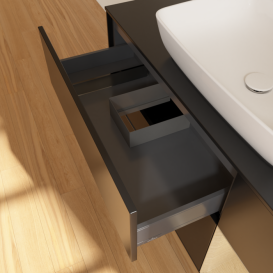 Тумба под раковину Villeroy & Boch Finion 120х50,1 см с подсветкой МДФ черный матовый лак/стекло черное матовое G832PCPD