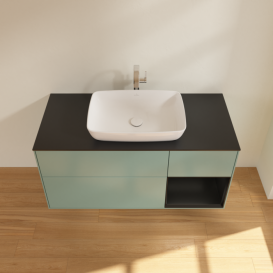 Тумба под раковину Villeroy & Boch Finion 120х50,1 см с подсветкой МДФ оливковый матовый лак/стекло черное матовое G832PDGM