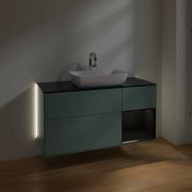 Тумба под раковину Villeroy & Boch Finion 120х50,1 см с подсветкой МДФ оливковый матовый лак/стекло черное матовое G832PDGM