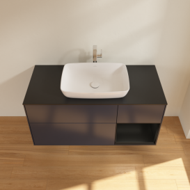Тумба под раковину Villeroy & Boch Finion 120х50,1 см с подсветкой МДФ темно-синий матовый лак/стекло черное матовое G832PDHG