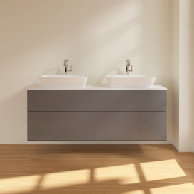 Тумба под раковину Villeroy & Boch Finion 160х50,1 см МДФ антрацит матовый лак/стекло белое матовое F84100GK