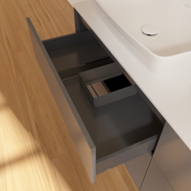 Тумба под раковину Villeroy & Boch Finion 160х50,1 см МДФ антрацит матовый лак/стекло белое матовое F84100GK