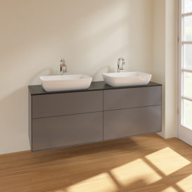 Тумба под раковину Villeroy & Boch Finion 160х50,1 см МДФ антрацит матовый лак/стекло черное матовое F84200GK