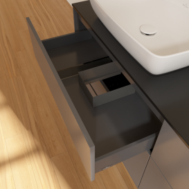 Тумба под раковину Villeroy & Boch Finion 160х50,1 см МДФ антрацит матовый лак/стекло черное матовое F84200GK