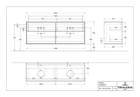 Тумба під раковину Villeroy & Boch Finion 160х50,1 см МДФ шпон волоського горіха/скло чорне матове F84200GN