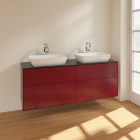 Тумба под раковину Villeroy & Boch Finion 160х50,1 см МДФ пион матовый лак/стекло черное матовое F84200HB