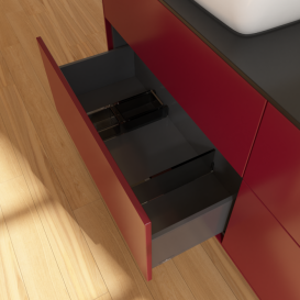 Тумба под раковину Villeroy & Boch Finion 160х50,1 см МДФ пион матовый лак/стекло черное матовое F84200HB