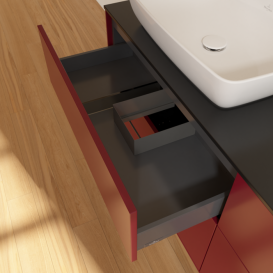 Тумба под раковину Villeroy & Boch Finion 160х50,1 см МДФ пион матовый лак/стекло черное матовое F84200HB