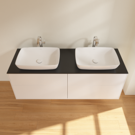 Тумба под раковину Villeroy & Boch Finion 160х50,1 см МДФ белый матовый лак/стекло черное матовое F84200MT