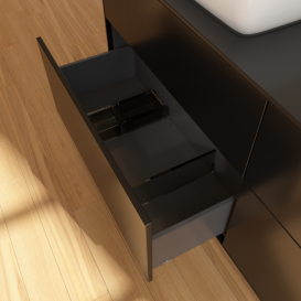 Тумба под раковину Villeroy & Boch Finion 160х50,1 см МДФ черный матовый лак/стекло черное матовое F84200PD