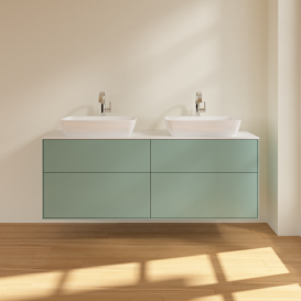 Тумба под раковину Villeroy & Boch Finion 160х50,1 см МДФ оливковый матовый лак/стекло белое матовое F84100GM