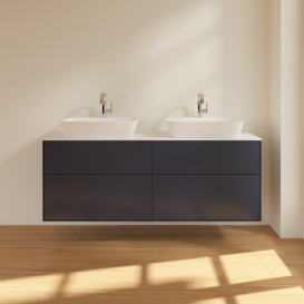 Тумба под раковину Villeroy & Boch Finion 160х50,1 см МДФ темно-синий матовый лак/стекло белое матовое F84100HG