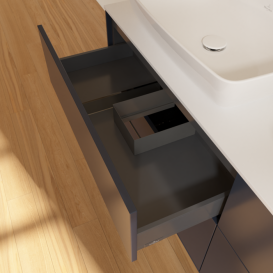 Тумба под раковину Villeroy & Boch Finion 160х50,1 см МДФ темно-синий матовый лак/стекло белое матовое F84100HG