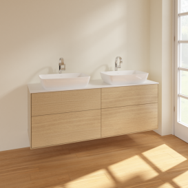 Тумба под раковину Villeroy & Boch Finion 160х50,1 см МДФ шпон дуба/стекло белое матовое F84100PC