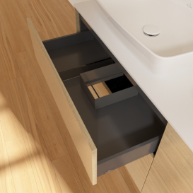 Тумба под раковину Villeroy & Boch Finion 160х50,1 см МДФ шпон дуба/стекло белое матовое F84100PC