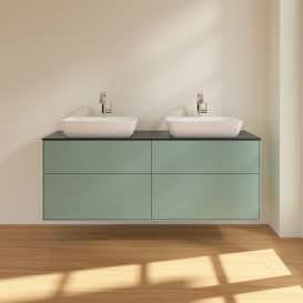 Тумба под раковину Villeroy & Boch Finion 160х50,1 см МДФ оливковий матовий лак/стекло черное матовое F84200GM