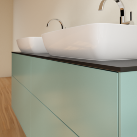 Тумба под раковину Villeroy & Boch Finion 160х50,1 см МДФ оливковий матовий лак/стекло черное матовое F84200GM