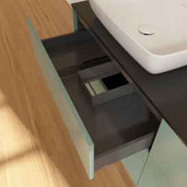 Тумба под раковину Villeroy & Boch Finion 160х50,1 см МДФ оливковий матовий лак/стекло черное матовое F84200GM