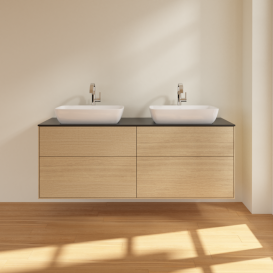 Тумба под раковину Villeroy & Boch Finion 160х50,1 см МДФ шпон дуба/стекло черное матовое F84200PC