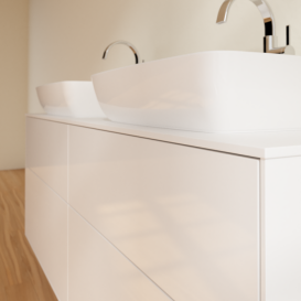 Тумба под раковину Villeroy & Boch Finion 160х50,1 см с подсветкой МДФ глянцевый белый лак/стекло белое матовое G84100GF