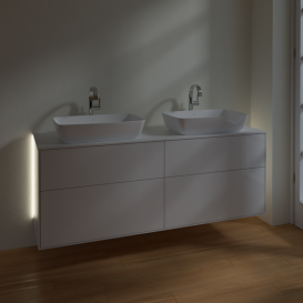 Тумба под раковину Villeroy & Boch Finion 160х50,1 см с подсветкой МДФ глянцевый белый лак/стекло белое матовое G84100GF