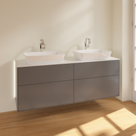 Тумба под раковину Villeroy & Boch Finion 160х50,1 см с подсветкой МДФ антрацит матовый лак/стекло белое матовое G84100GK