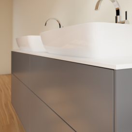 Тумба под раковину Villeroy & Boch Finion 160х50,1 см с подсветкой МДФ антрацит матовый лак/стекло белое матовое G84100GK