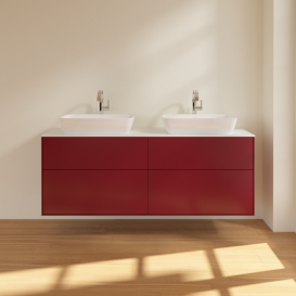 Тумба под раковину Villeroy & Boch Finion 160х50,1 см с подсветкой МДФ пион матовый лак/стекло белое матовое G84100HB